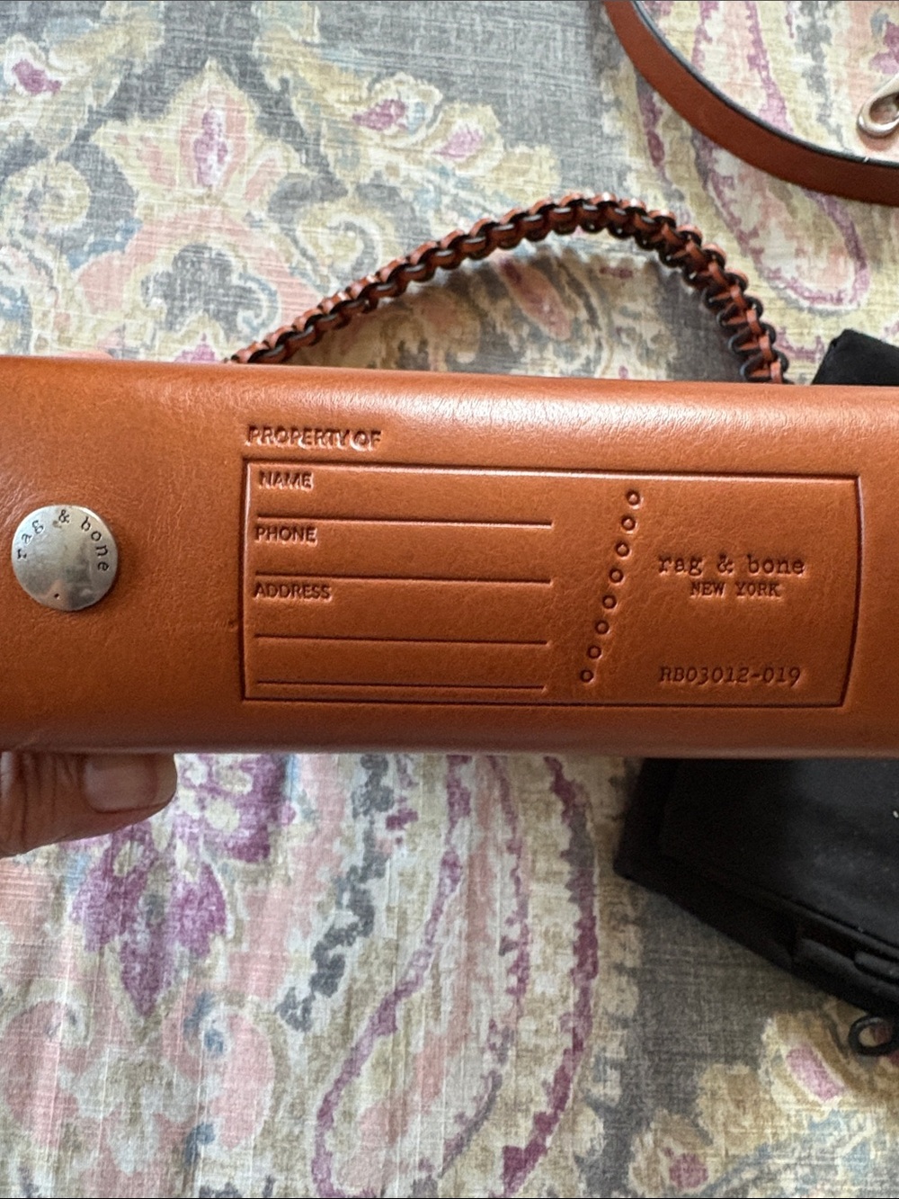 rag & bone Cognac Leather Crossbody Envelope Bag with Braided Strap - Picture 2 of 7